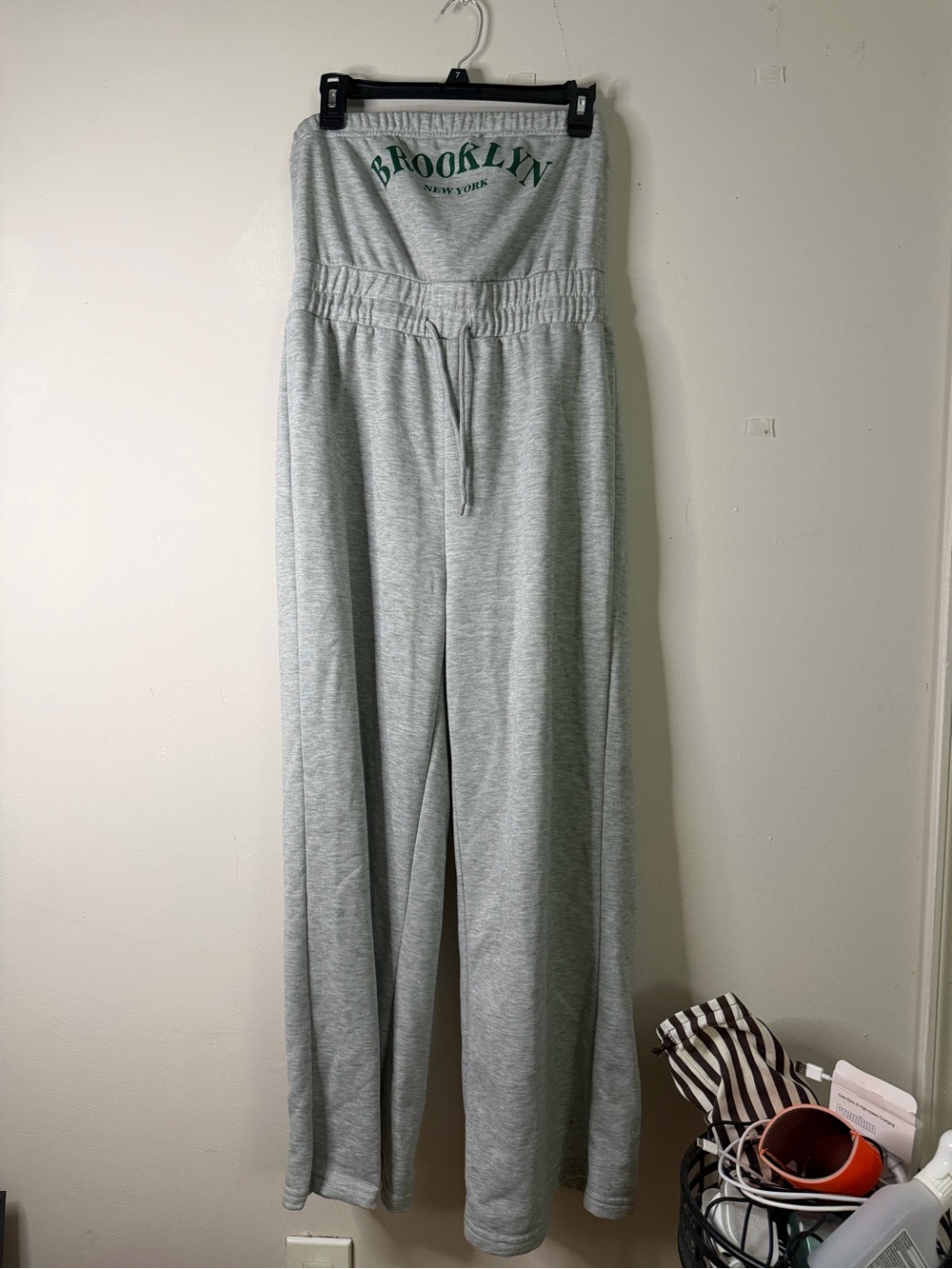 Strapless Wide-Leg Jumpsuit - Light Gray